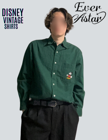 大きめワンポイントのミッキーシャツ【緑/00's】