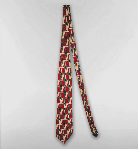 Diseney総柄ネクタイ【レッド/ベージュ】
