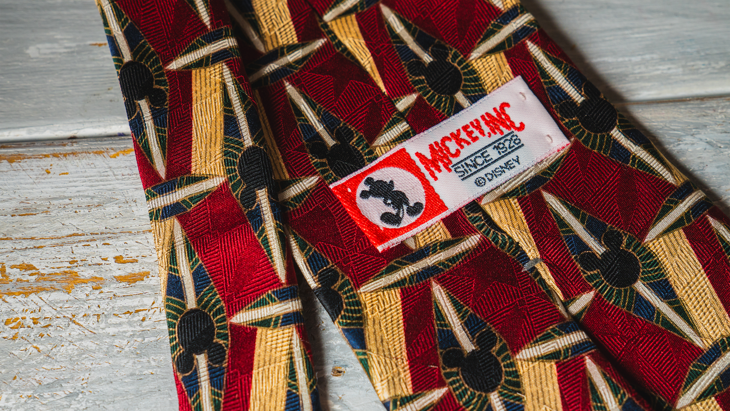 Diseney総柄ネクタイ【レッド/ベージュ】