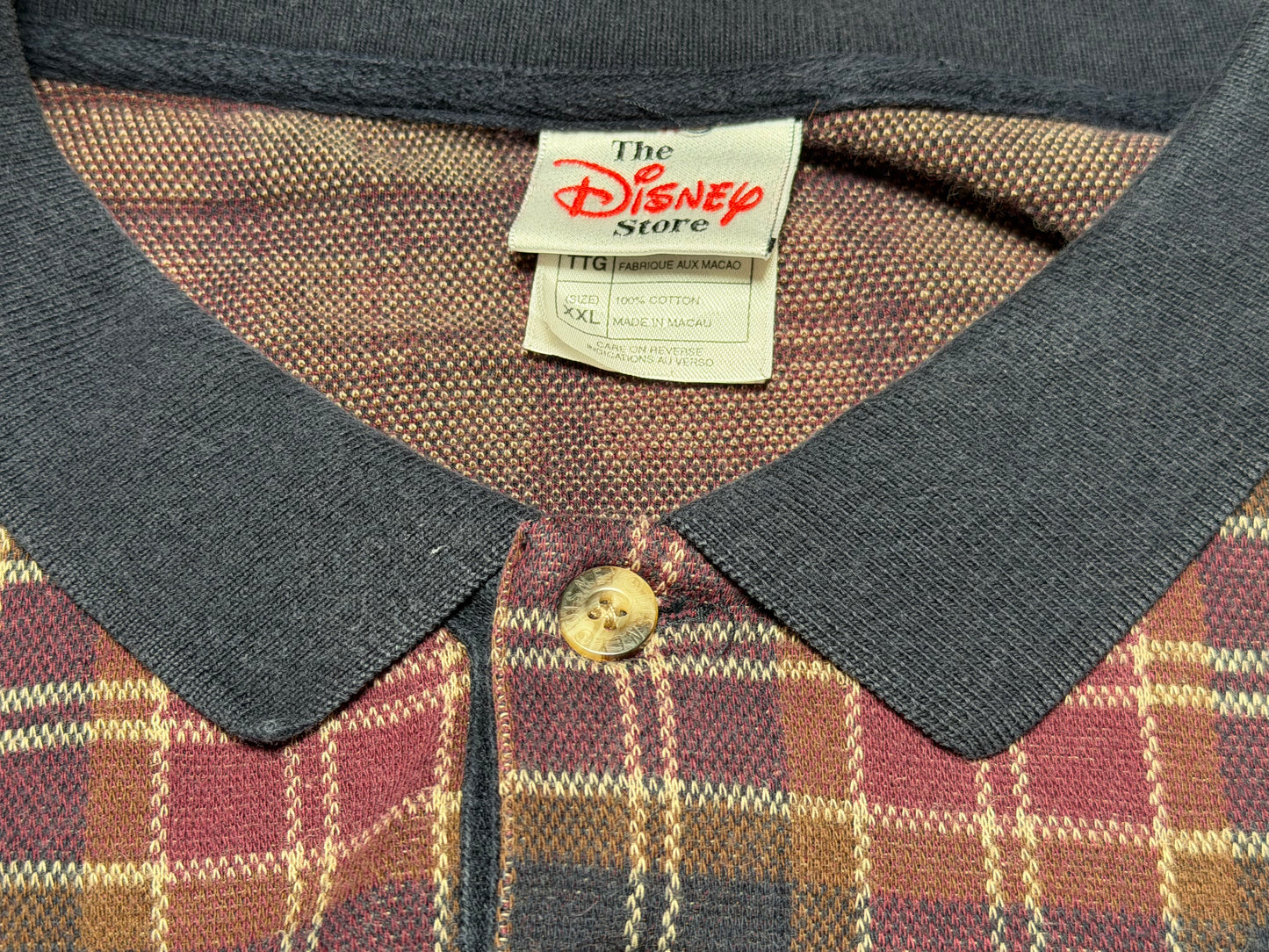 ミッキーのチェックロングポロロングTシャツ【90's】