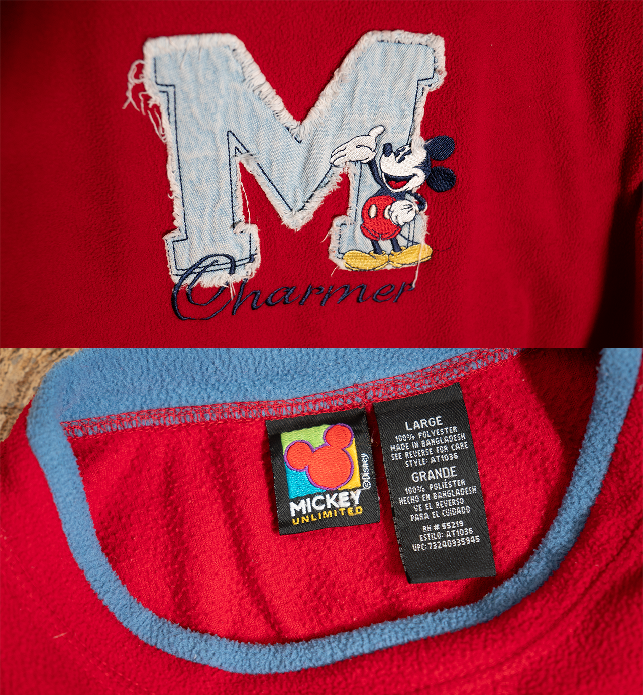 ミッキーデニム刺繍スウェット