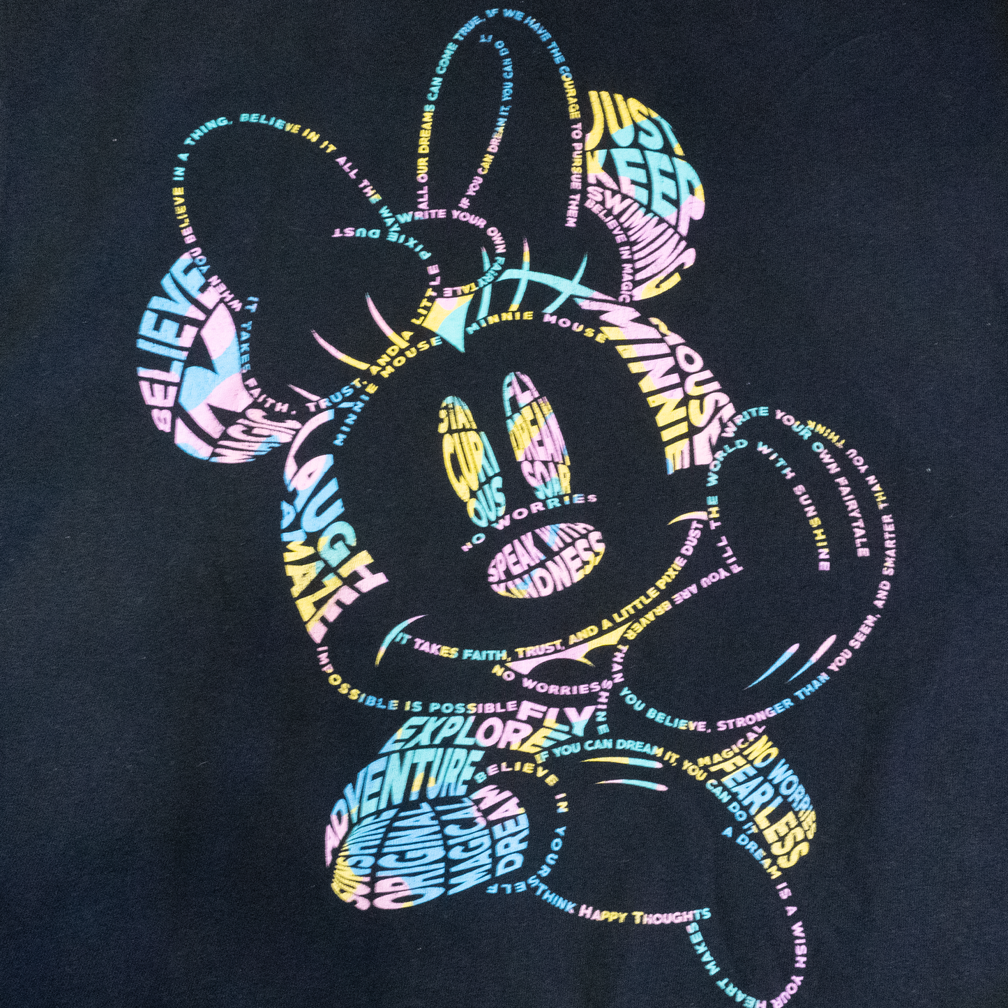 ミニーの色文字Tシャツ