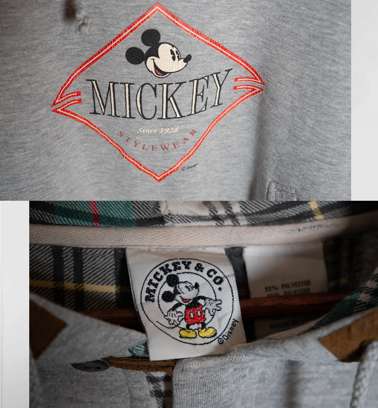 ミッキーのチェック切り替えパーカー