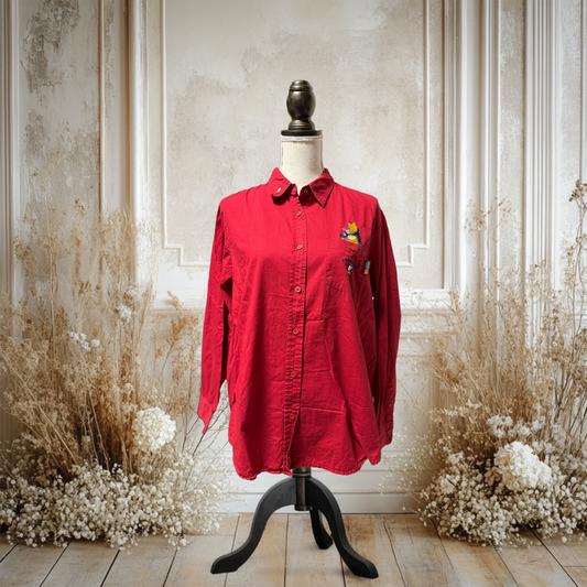 プーさんマフラーワンポイント刺繍シャツ