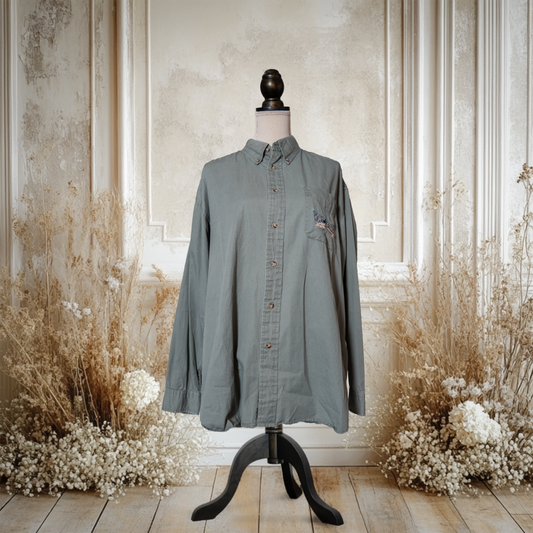 フロリダディズニー刺繍グレーシャツ【90s】