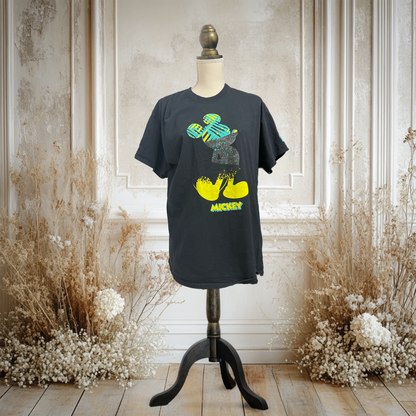 グラフィティミッキーのスタンディングTシャツ (黒)