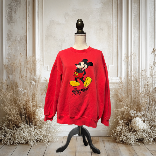 ミッキーフロントスタンディング刺繍スウェット【90's】