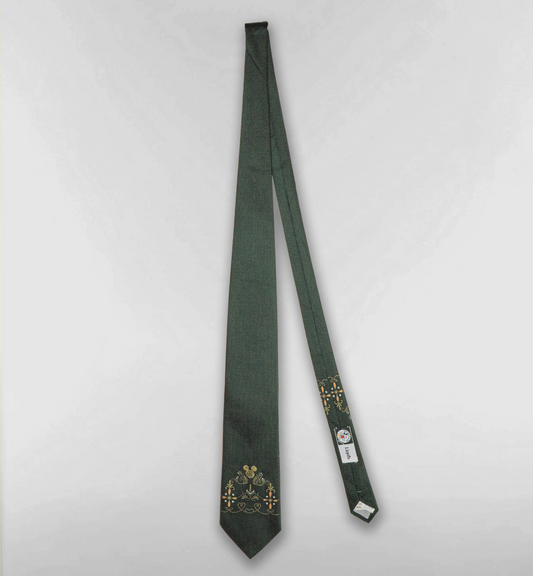 ミッキー刺繍柄ネクタイ【緑/ゴールド】