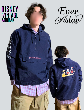 ミッキー/ミニー/プルートのバック刺繍アノラック【00's】