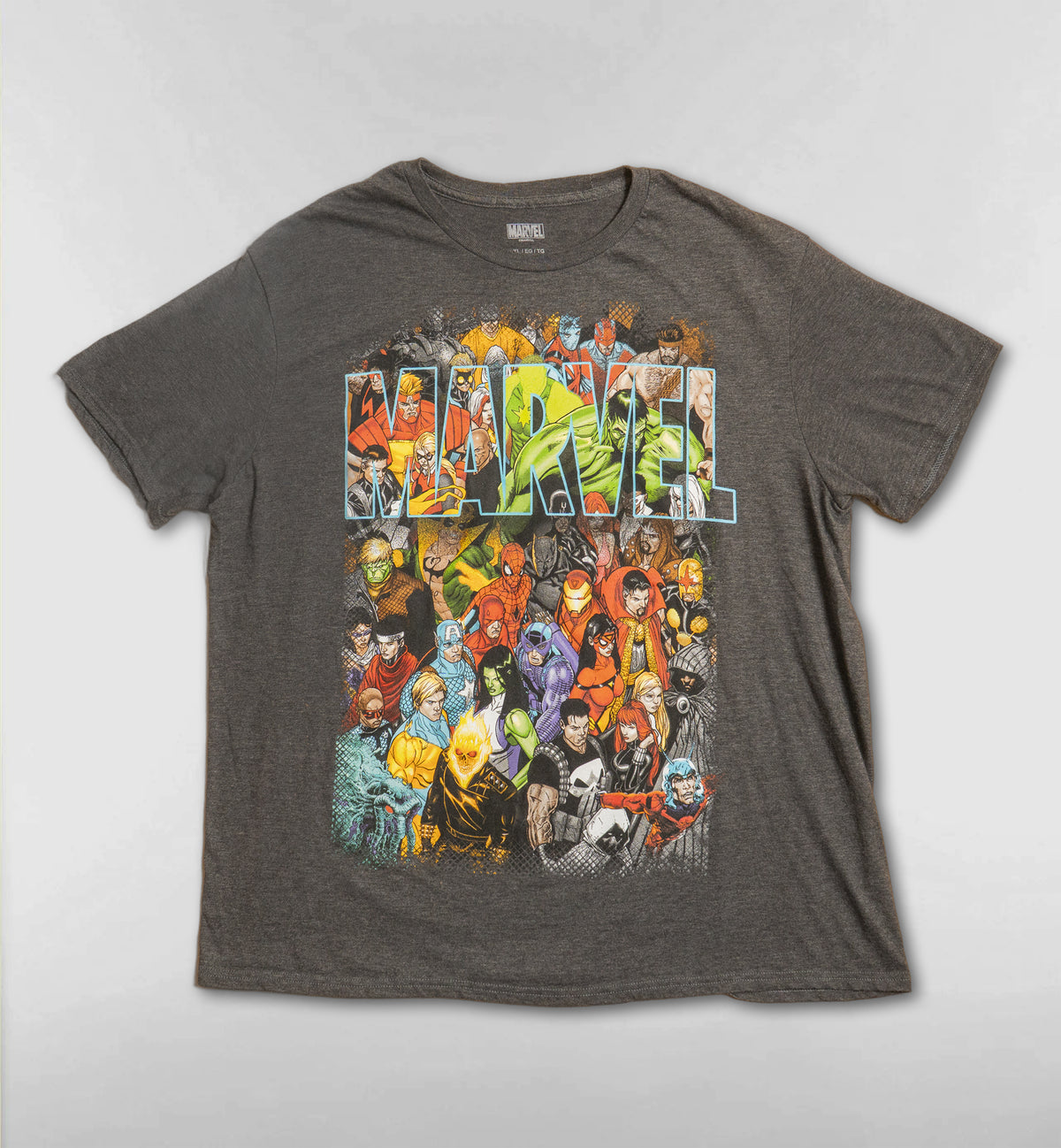 MARVELロゴ総柄Tシャツ【グレー】