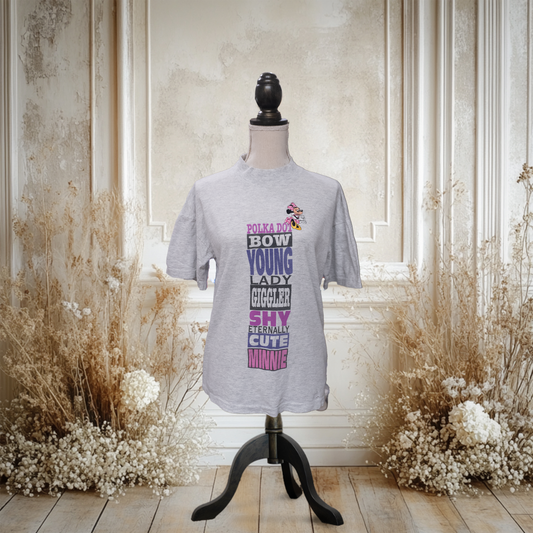 ミニーの英語たっぷり刺繍Tシャツ