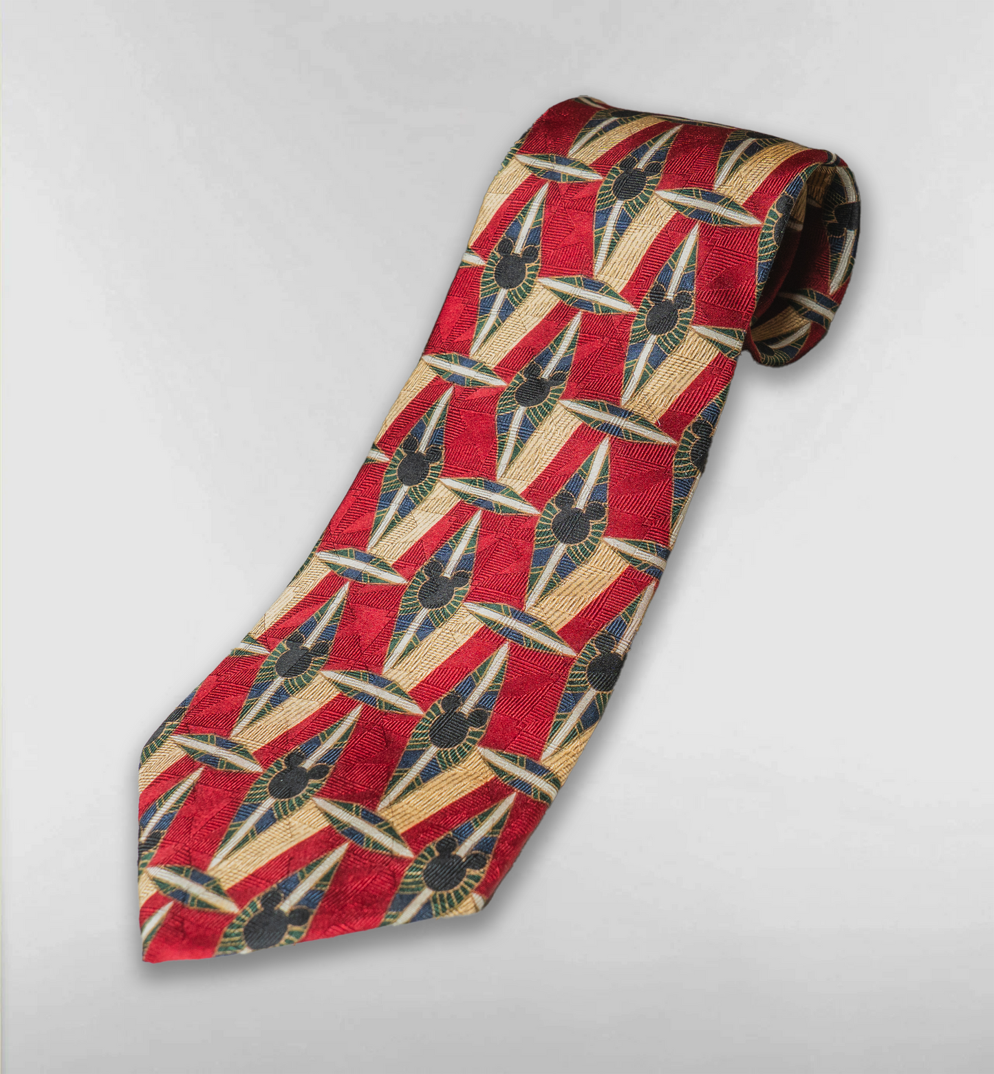 Diseney総柄ネクタイ【レッド/ベージュ】