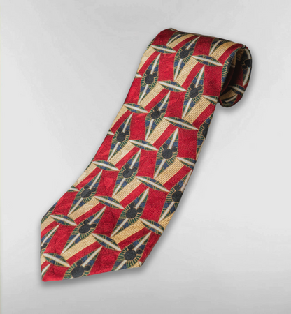 Diseney総柄ネクタイ【レッド/ベージュ】
