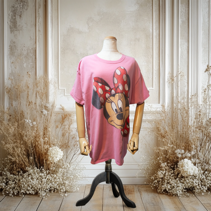 ミニーの顔覗きTシャツ(ピンク)