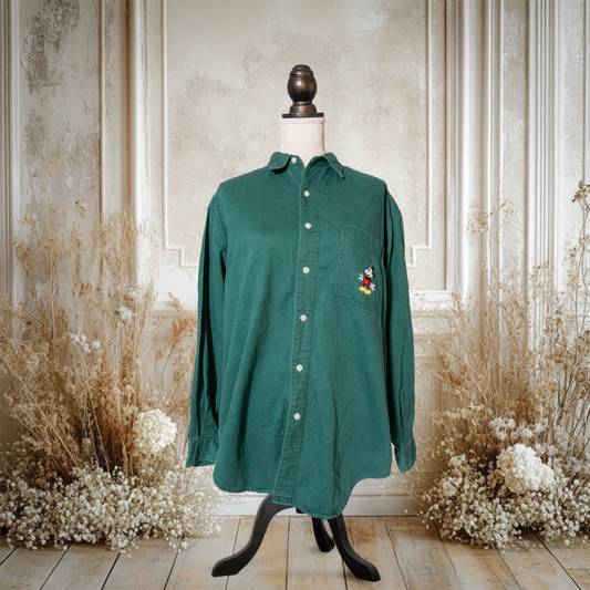 大きめワンポイントのミッキーシャツ【緑/00's】