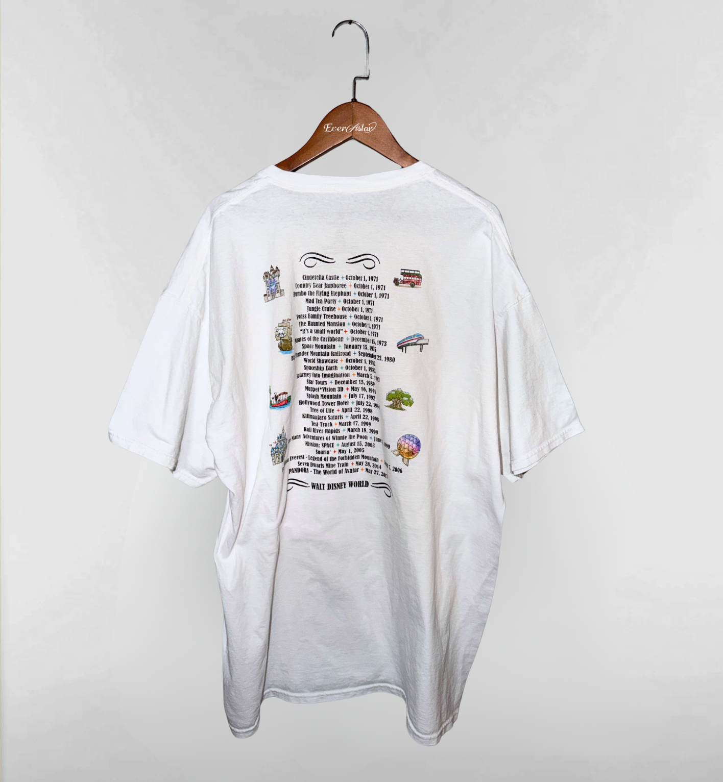 WDW全アトラクションプリントTシャツ