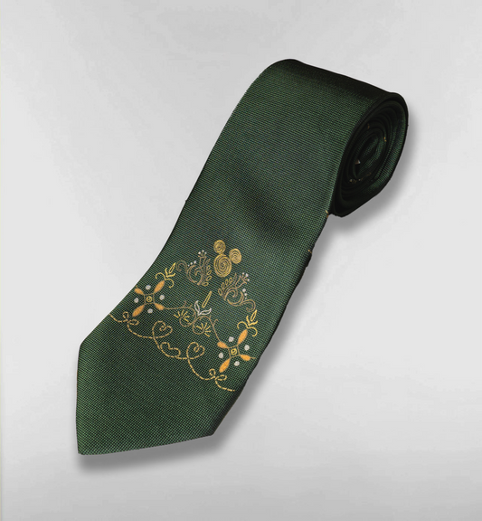 ミッキー刺繍柄ネクタイ【緑/ゴールド】