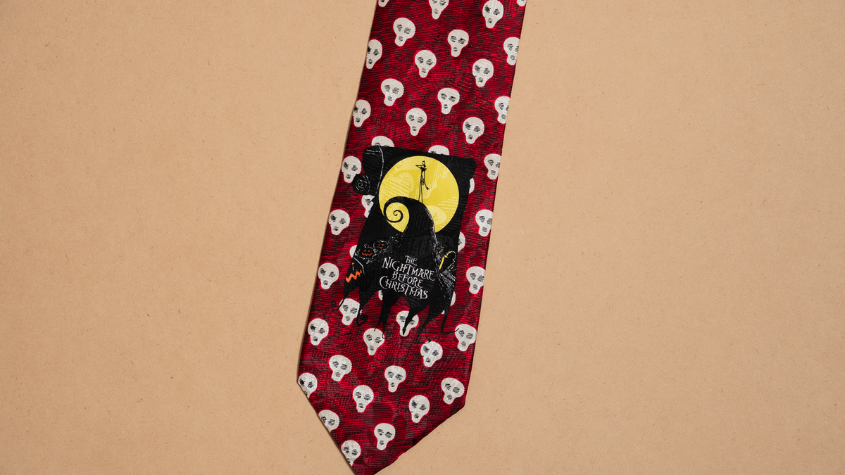 ジャックのスカル総柄シルクネクタイ【レッド】