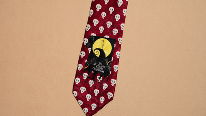 ジャックのスカル総柄シルクネクタイ【レッド】