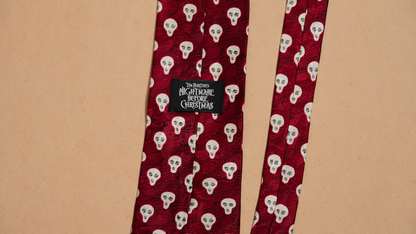 ジャックのスカル総柄シルクネクタイ【レッド】