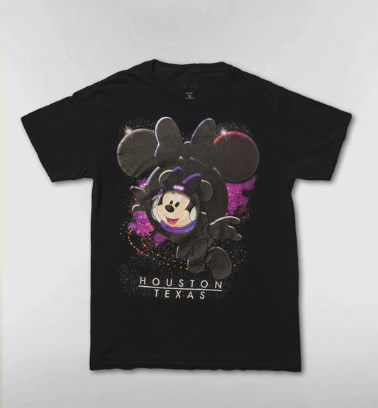 宇宙飛行士ミニーのHOUSTON TEXAS Tシャツ【ブラック】