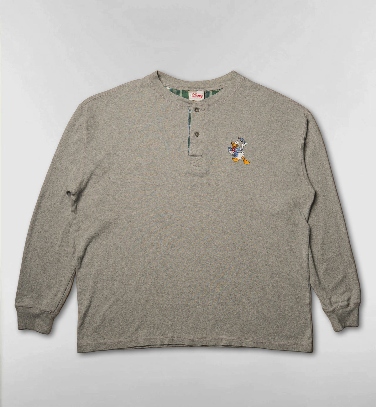 ドナルドの刺繍ヘンリーネックロンT【グレー】