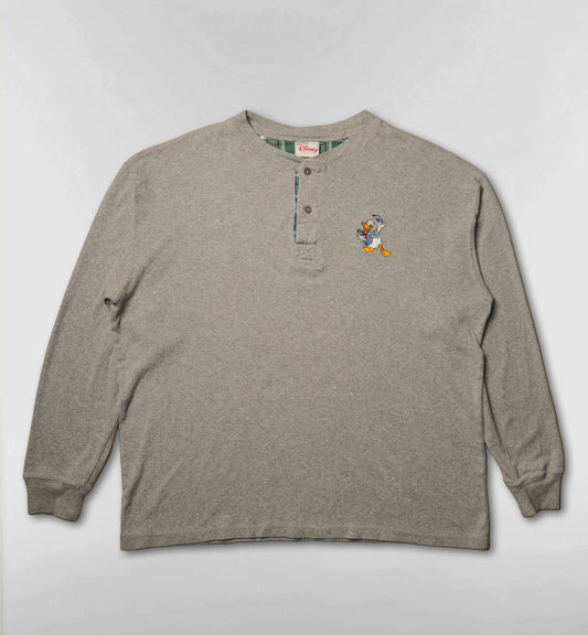 ドナルドの刺繍ヘンリーネックロンT【グレー】