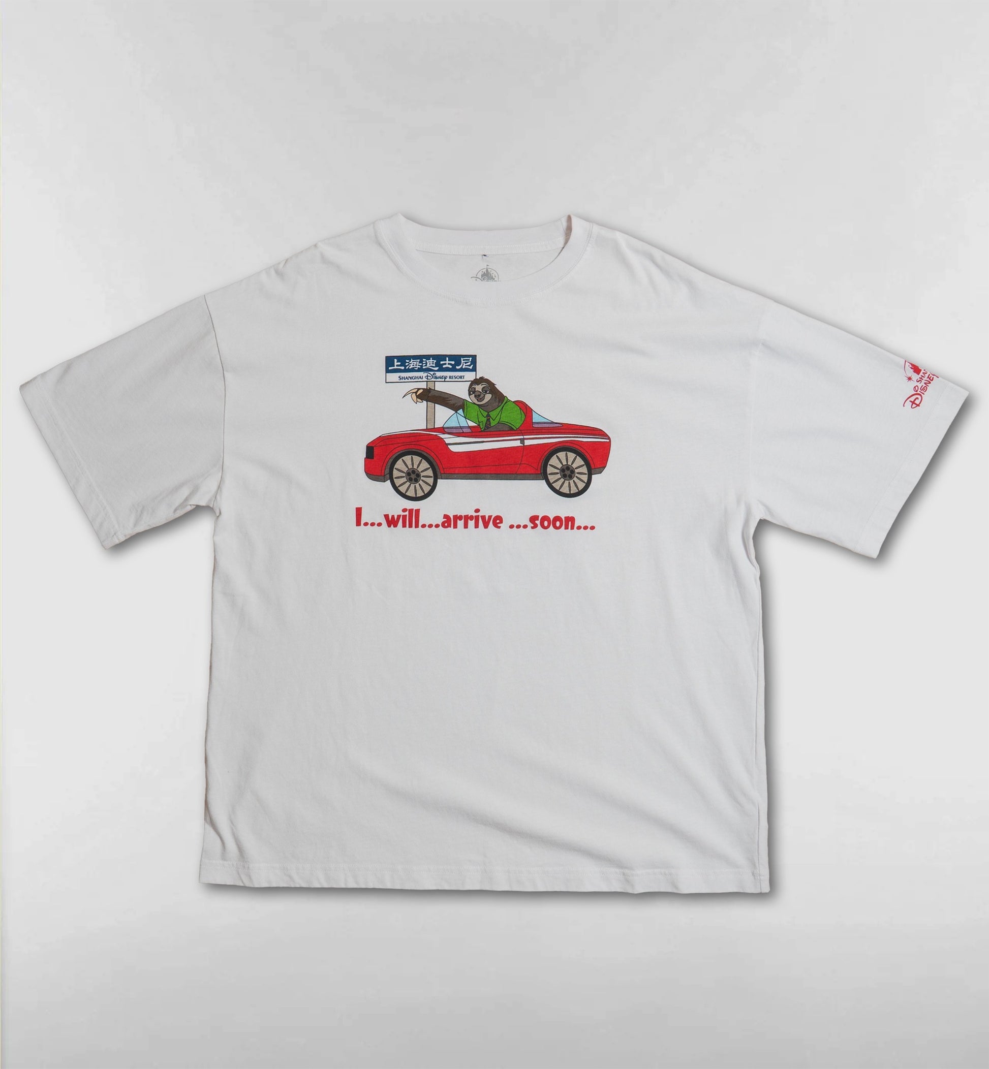 上海ディズニーランド ナマケモノ I WILL ARRIVE SOON Tシャツ【ホワイト】