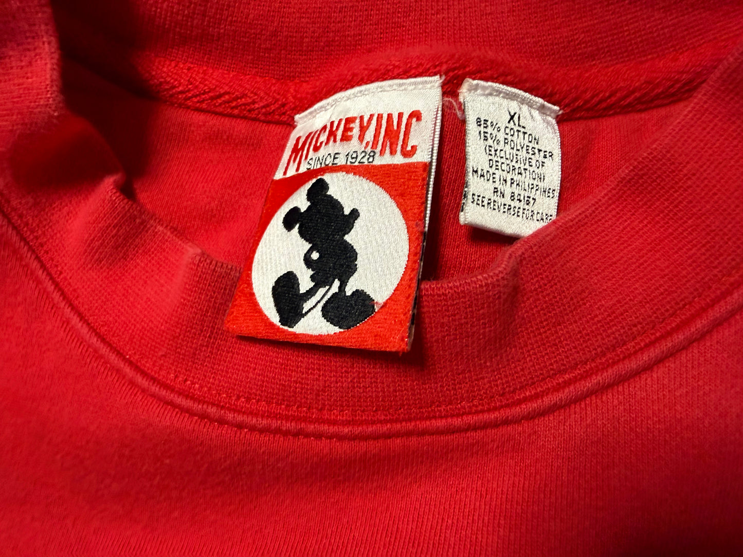 ミッキーフロントスタンディング刺繍スウェット【90's】