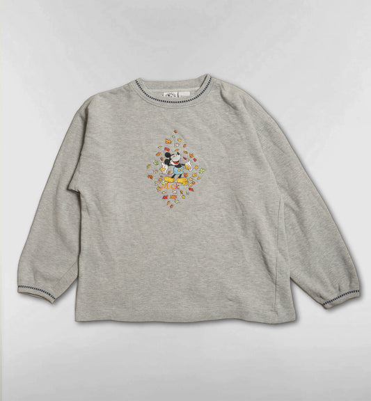 Mickey & Co. 落ち葉とミッキーの刺繍スウェット【グレー】