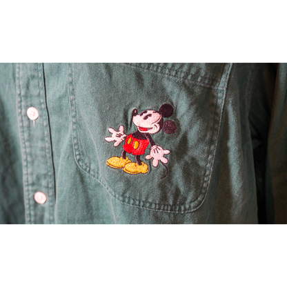 大きめワンポイントのミッキーシャツ【緑/00's】