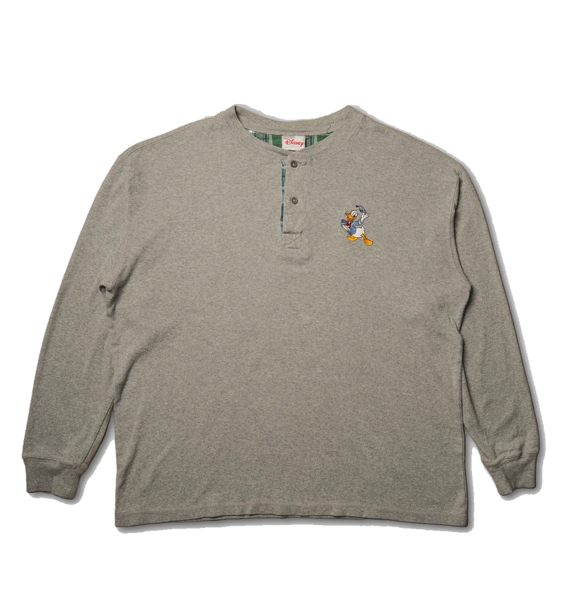 ドナルドの刺繍ヘンリーネックロンT【グレー】