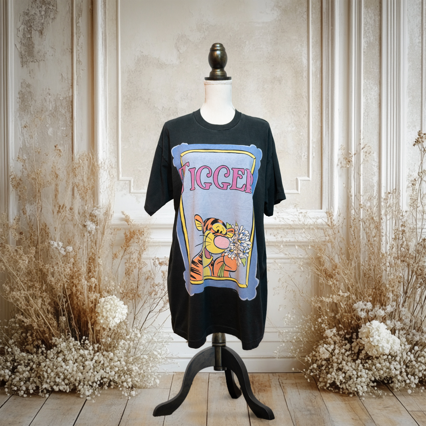 ティガー花束　額縁Tシャツ【90年代】