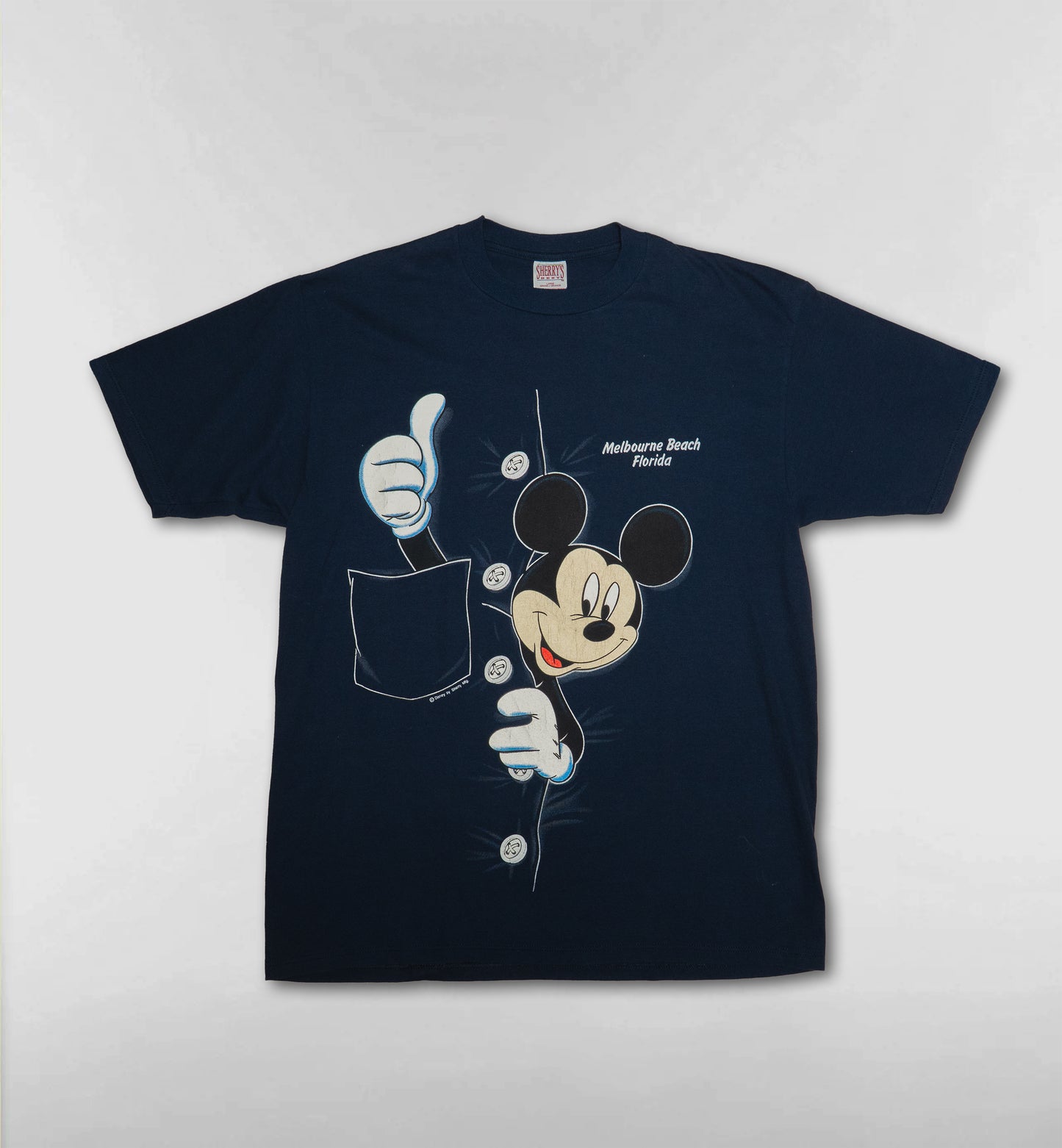 ボタンから顔出しミッキーTシャツ