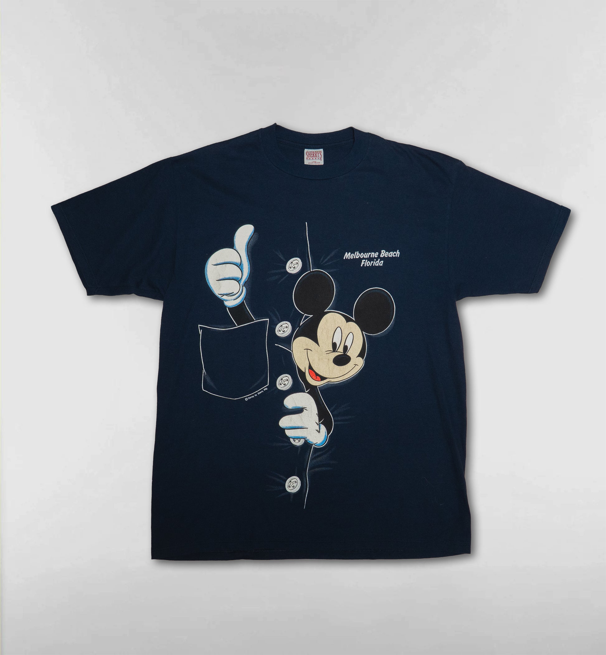 ボタンから顔出しミッキーTシャツ